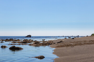 Okhotsk Sea Coast. Rocks, Waves. Sakhalin, Russia