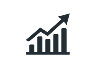 Growth trend chart with upward arrow showing progress, cut out - stock png.