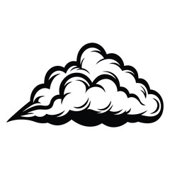 Black and White Vector Illustration of a Puffy Cloud Design Element
