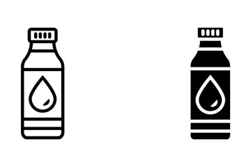 Set of plastic bottle icons in water drop style. Illustration of a type of black water bottle. Outline bottle symbol