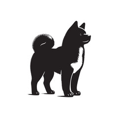 Majestic Akita Dog Silhouette Vector Illustration – Bold Outline of Loyal Japanese Breed – Perfect for Pet Art, T-shirt Designs, Decals, Posters, and Craft Projects
