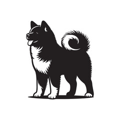 Majestic Akita Dog Silhouette Vector Illustration – Bold Outline of Loyal Japanese Breed – Perfect for Pet Art, T-shirt Designs, Decals, Posters, and Craft Projects
