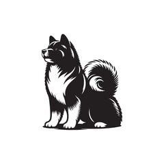 Obraz premium Majestic Akita Dog Silhouette Vector Illustration – Bold Outline of Loyal Japanese Breed – Perfect for Pet Art, T-shirt Designs, Decals, Posters, and Craft Projects 