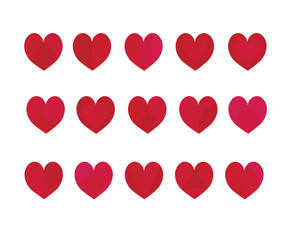  Heart Red Love Logo Variations. Various simple vector heart love icon. 