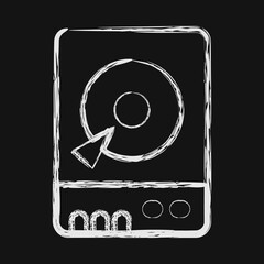 Icon hdd. Computer components elements. Icon in chalk style.