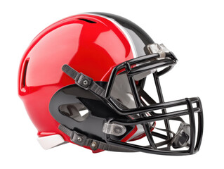 Fototapeta premium Bright red football helmet for sporting event and team use, cut out - stock png.