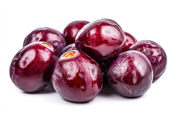 Obraz premium Fresh and Plump Red Dates on White Background