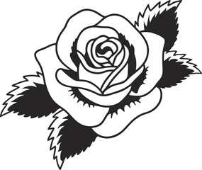 Rose Flower Icon PNG – Elegant Floral Symbol with Transparent Background, Classic Rose Illustration for Design Use