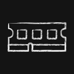 Icon ram. Computer components elements. Icon in chalk style.