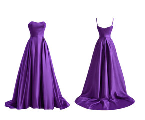 Obraz premium Elegant purple evening gown for formal occasions and events, cut out - stock png.