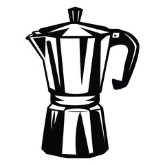 Iconic Moka Pot Illustration in Black and White for Classic Coffee Brewing