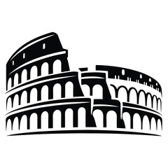 Naklejka premium Minimalist depiction of the Colosseum in Rome with a monochrome design
