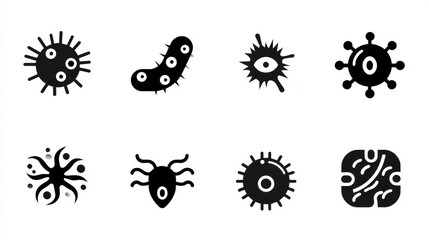 Minimalist Bacteria and Virus Icon Set Free Vector Graphics
