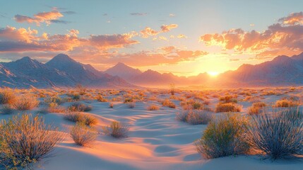 Fototapeta premium Desert sunset over mountains