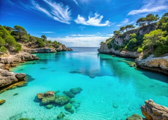 Fototapeta premium Mallorca Turquoise Cove Minimalist Photography: Tranquil Mediterranean Seascape