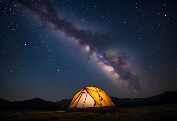 Stunning Milky Way Camping Tent in Mountain Landscape for Sale