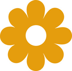 Retro Flower Icon PNG – Vintage Floral Symbol with Transparent Background, 70s Style Flower Illustration for Groovy Design