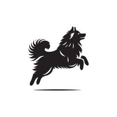 Elegant American Eskimo Dog Silhouette Vector – Graceful, fluffy-coated canine outline perfect for pet-themed designs, merchandise, digital art, decals, and breed-specific creative projects.
