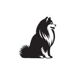 Elegant American Eskimo Dog Silhouette Vector – Graceful, fluffy-coated canine outline perfect for pet-themed designs, merchandise, digital art, decals, and breed-specific creative projects.
