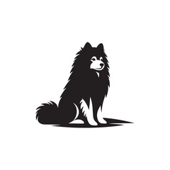 Elegant American Eskimo Dog Silhouette Vector – Graceful, fluffy-coated canine outline perfect for pet-themed designs, merchandise, digital art, decals, and breed-specific creative projects.
