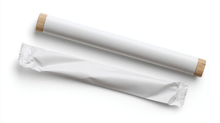 3d realistic vector icon illustration. White sugar stick closed and open.