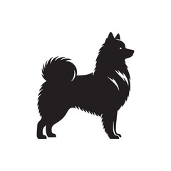 Elegant American Eskimo Dog Silhouette Vector – Graceful, fluffy-coated canine outline perfect for pet-themed designs, merchandise, digital art, decals, and breed-specific creative projects.
