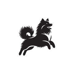 Elegant American Eskimo Dog Silhouette Vector – Graceful, fluffy-coated canine outline perfect for pet-themed designs, merchandise, digital art, decals, and breed-specific creative projects.
