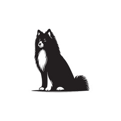 Elegant American Eskimo Dog Silhouette Vector – Graceful, fluffy-coated canine outline perfect for pet-themed designs, merchandise, digital art, decals, and breed-specific creative projects.
