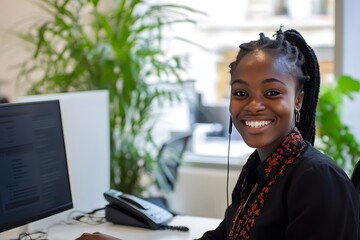 Smiling Customer Service Representative