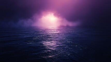 Tranquil body of water surrounded by a deep purple to charcoal gradient for a serene atmosphere