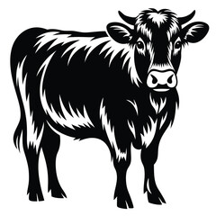 Striking Black and White Image of a Highland Cow with Sharp Contrast