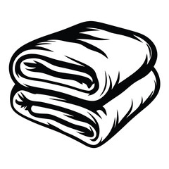 Stylized illustration of a neatly folded blanket or towels in black and white
