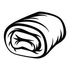 Abstract monochrome line drawing of a rolled towel or fabric object