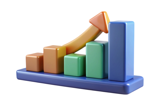 business graph on white background