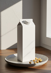 Blank carton of milk with soy beans