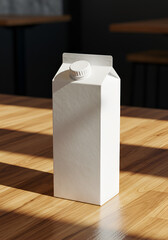 Blank carton of milk/juice on wooden table