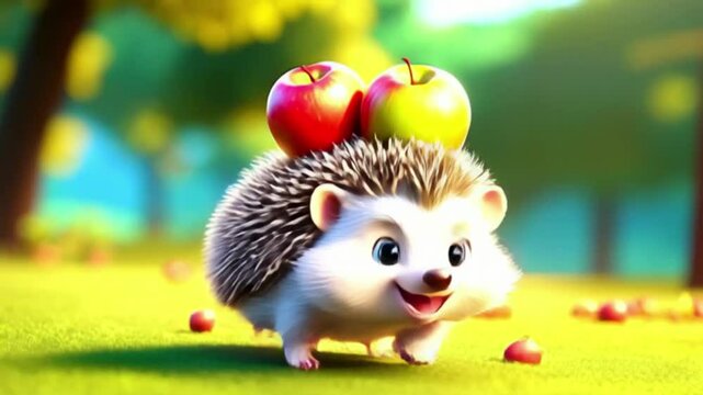  Igelbaby mit &Auml;pfeln auf dem R&uuml;cken