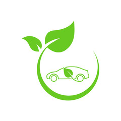 Electric car. Eco car. Car charging at the charger station. Ecology transport concept vector illustration.