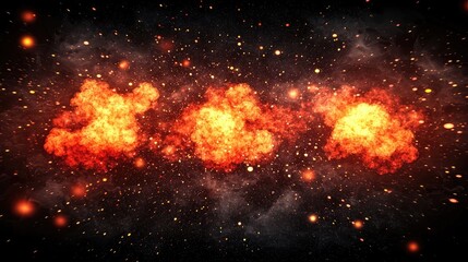 Fototapeta premium Fiery 2024 digits explode in a cosmic space background.