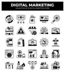 Collection of 25 Digital Marketing Icons: Boost Your Business Growth
