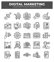 Collection of 25 Digital Marketing Icons: Boost Your Business Online