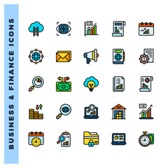 25 Business and Finance Lineal Color icons pack. vector illustration.