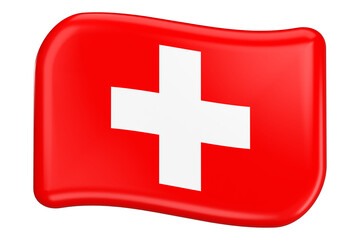 3D icon of Switzerland flag waving