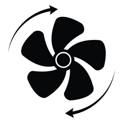 Fan icon vector isolated, air cooler fan in 5 blade spinning vector, Ac cooling fan icon isolated, Cooler icon. Cooling fan icon. vector illustration. © Pulak