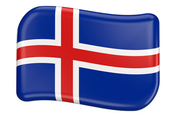 Obraz premium 3D icon of Iceland flag waving