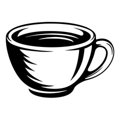 Bold Black and White Graphic Illustration of a Classic Coffee Cup