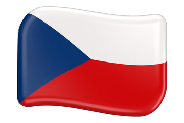 3D icon of The Czech flag waving