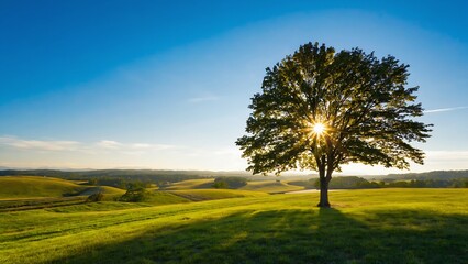 Solitary Tree in Golden Sunset