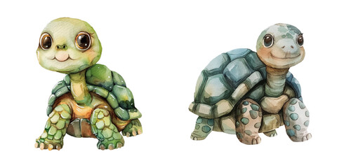 cute tortoise watercolor vector illustration