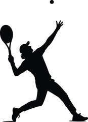 Tennis Player Silhouette Serving – Action Pose Sports Vector Art